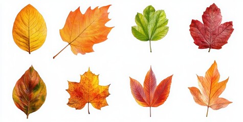Set of autumn leaves isolated on a white background