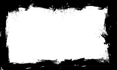 black ink grunge lines stroke brush painting frame border blank space background