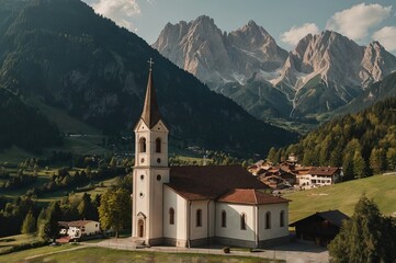 Famous view of Kirche St. Magdalena, South Tyrol, Italy