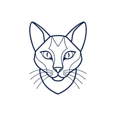 simple Minimalist monoline lineart outline cat head icon logo template vector illustration