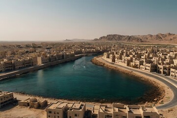 Naklejka premium View of the city of Sur the capital city of Ash Sharqiyah South Governorate in northeastern Oman