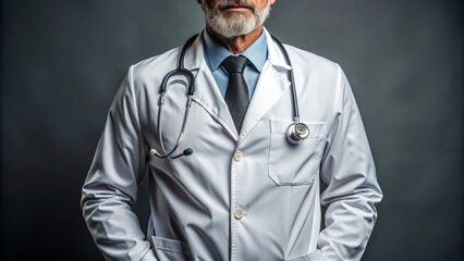 The esteemed doctor wears a crisp white coat, adorned with a stethoscope around their neck, exuding professionalism and intelligence with every gentle gesture and compassionate smile.