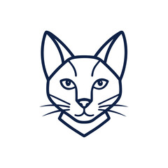 simple Minimalist monoline lineart outline cat head icon logo template vector illustration