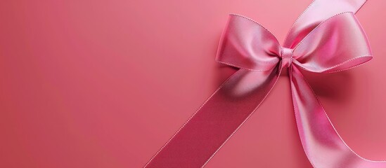 October is dedicated to raising awareness for breast cancer among women Use the pink ribbon symbol to convey hope survival healing and the battle against this disease The bow is placed on copyspace f