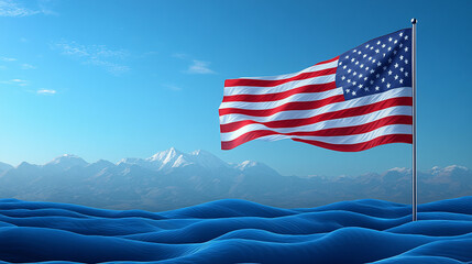 Obraz premium Patriotic-themed Labor Day background with American flag and minimalist design, suitable for patriotic events and national celebrations.