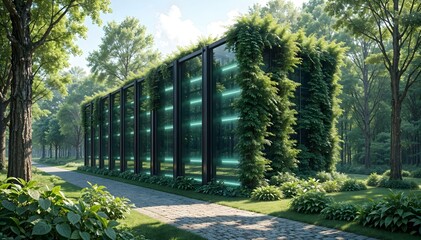 Green Data Center, Sustainable Server Farm, Eco-Friendly Computing, Energy-Efficient Data Center with Natural Ventilation, Sustainable Data Center Utilizing Renewable Energy, Green Data Center with Op