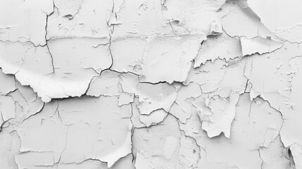 Obraz premium Weathered white paint peeling off an old concrete wall texture. AI generated images.