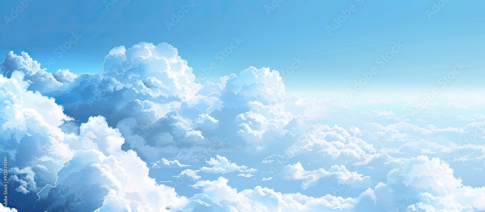 Poster Background of white clouds and a blue sky with copy space