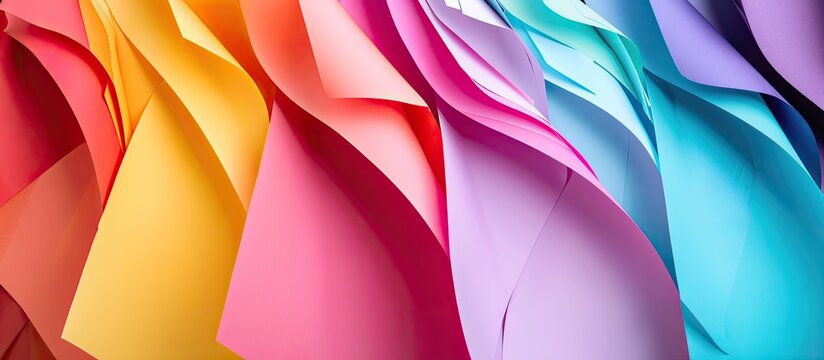 Multicolored collection of paper Background with abstract geometric composition. Copy space image. Place for adding text and design
