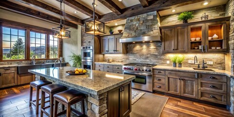 Fototapeta premium Weathered granite and tile blend seamlessly, their rough-hewn surfaces speaking to a quiet, unassuming elegance, as if crafted by the elements themselves.