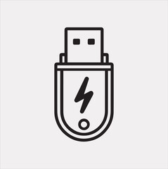 USB Flash Vector silhouette illustration icon on a white background