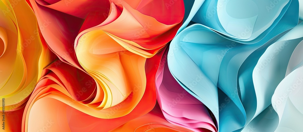 Poster abstract creation of vibrant papers. copy space image. place for adding text and design