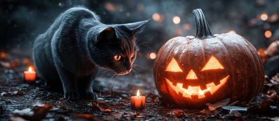 Obraz premium Spectacular Halloween Pumpkin and Ominous Zombie Rat