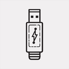 USB Flash Vector silhouette illustration icon on a white background