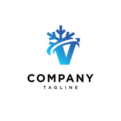Letter V Ice Cool logo icon vector