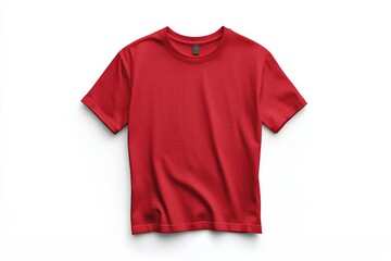A simple and plain red t-shirt displayed against a white background, showcasing the classic design and vibrant color, ideal for casual or everyday wear.