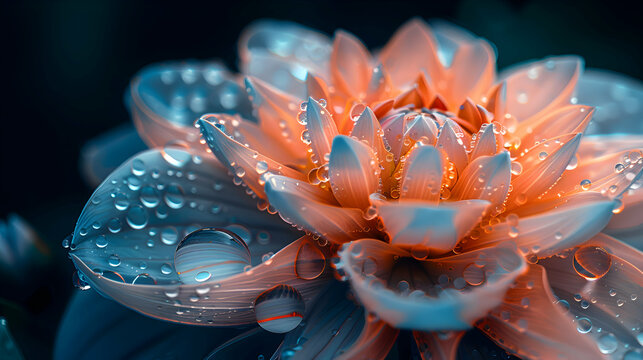 A vibrant macro shot of a blooming flower with a translucent 3D object floating nearby