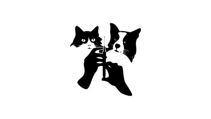 animal vaccination, black isolated silhouette