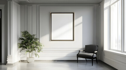 Fototapeta premium classic home space, luxury interior, frame mockup, 3d render 