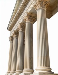 Side view of the Supreme Court's marble columns, isolated on white background