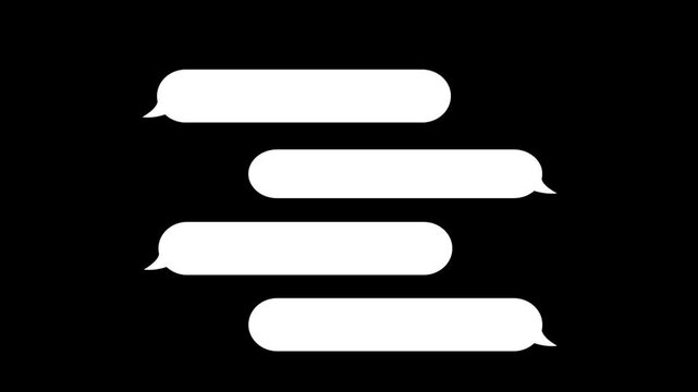White Chat Message Animation on Black Background