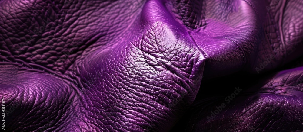 Poster close up detail of violet leather texture as the background. copy space image. place for adding text