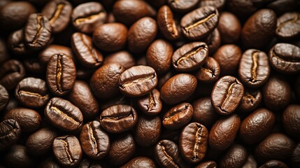 Naklejka premium Close up of roasted coffee beans background.