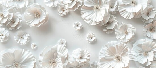 white floral backdrop. Copy space image. Place for adding text and design