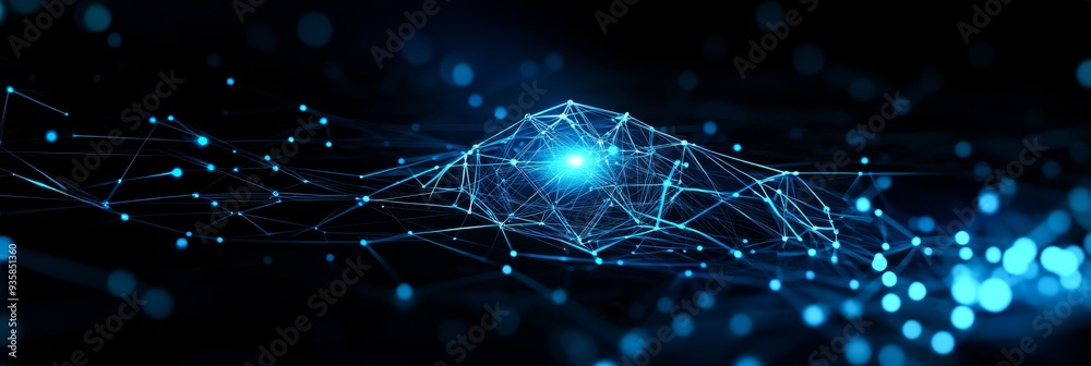 Poster abstract blue network connection concept - futuristic digital technology background - a digital netw