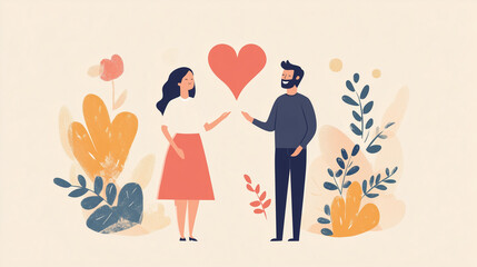 Fototapeta premium cartoon styles, modern minimalism designs,an image that represents a couple that is married anf being asked questions to grow together