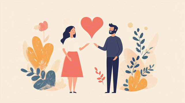 cartoon styles, modern minimalism designs,an image that represents a couple that is married anf being asked questions to grow together