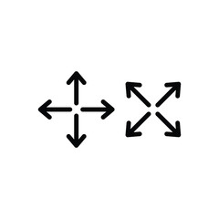 Direction arrows black and white flat vector icon design. Arrow symbol and clip art