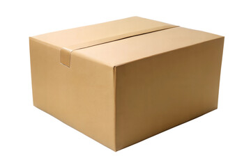 Four different cardboard boxes shown from various angles on transparent background. Concept of packaging, shipping, storage