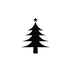 Fototapeta premium Pine tree black and white flat vector icon design. Pine tree symbol and clip art