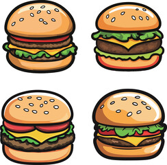 Cartoon Burger Set