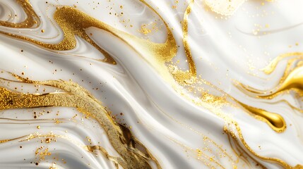 Abstract liquid marble design with flowing gold splash texture, luxurious background
