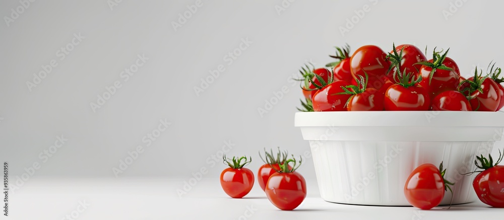 Canvas Prints Container of cherry tomatoes Isolated. Copy space image. Place for adding text and design