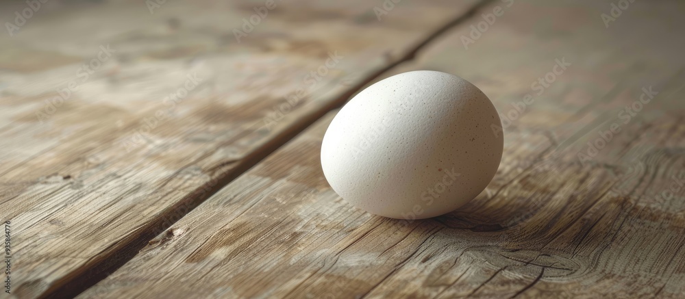 Sticker Instagram Effect Featuring a Close Up View of a Fresh Chicken Egg on a Wooden Surface Over 50 Billion Chickens Are Raised Each Year for Their Meat and Eggs as Food Sources. Copy space image