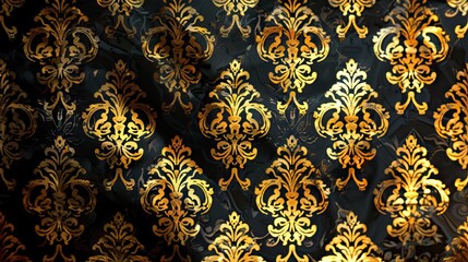 wallpaper 3d classic golden and black . 3d illustration. AI generated illustration