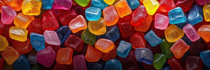 Colorful candy background, gummy candies in a variety of colors, a sweet and delicious candy texture