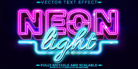 Fototapeta premium Neon light text effect, editable retro and glowing text style