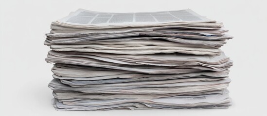 A Stack of Newspapers on a White Background