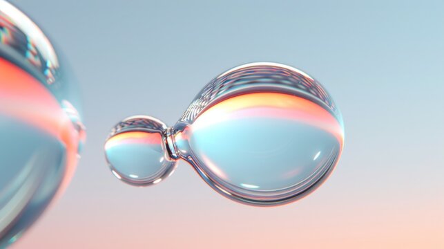 Crystal Clear Art Bubbles Floating in a Serene Sky with Soft Pastel Reflections and Smooth Surfaces