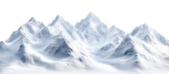 Snowy Mountain Range Against a White Background