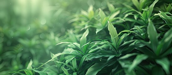 Blurry green plants abstract environmentally themed background. Copy space image. Place for adding text and design