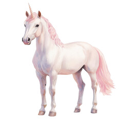 Fototapeta premium A beautiful and majestic unicorn isolated on a white background.