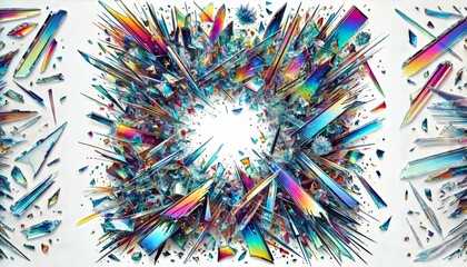 Colorful Abstract Explosion of Shattered Glass Shards, broken glass texture