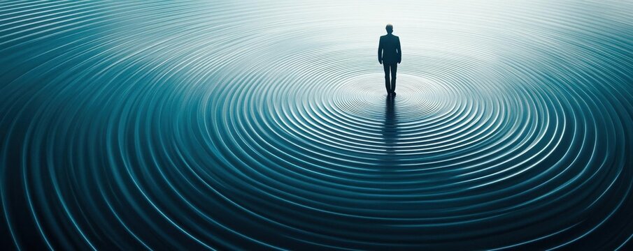 Concentric circles emanating from a leader at the center, representing the ripple effect of influence in leadership