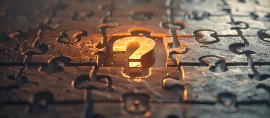 Uncertainty problem solving and inquiry Question mark icon on a puzzle piece. Copy space image. Place for adding text and design