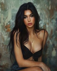 Fototapeta premium Beautiful sexy woman. Portrait shot. Ai generative